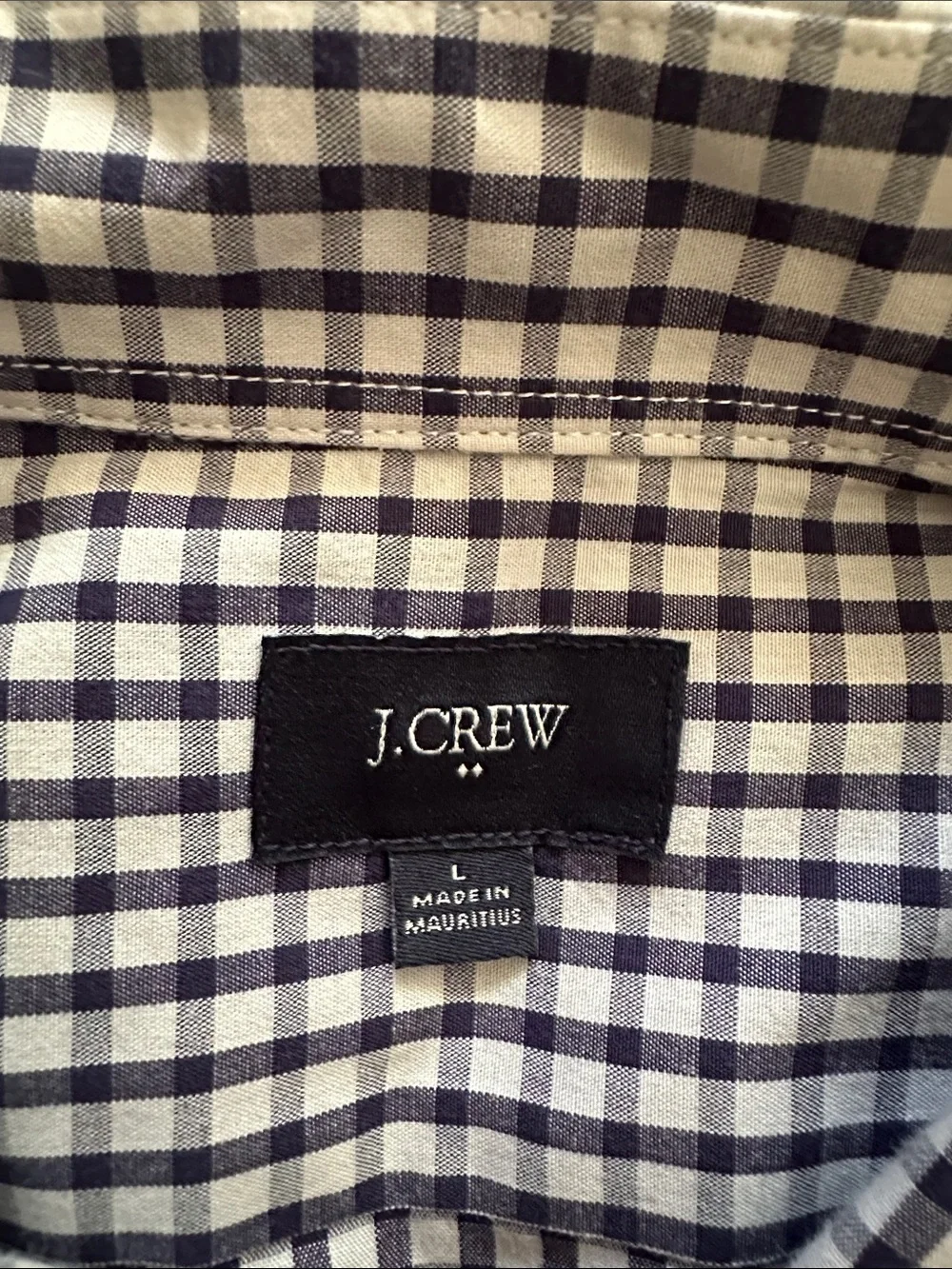 J. Crew Men’s Navy and White Gingham Button-Down Shirt